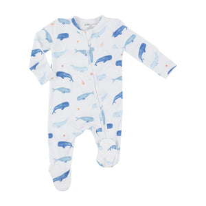 Whale Hello There Bamboo 2 Way Zipper Footie Romper Coverall