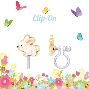 Glitter Rabbit Clip On Earrings