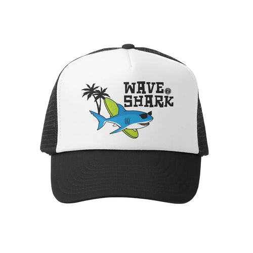 Wave Shark Trucker Hat in Black