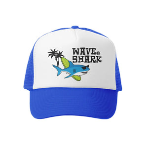 Wave Shark Trucker Hat in Royal / White