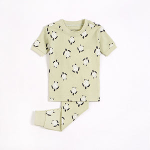 6yrs, 7yrs Ocean Turtle Print on Aloe Short Sleeved Pajama Set