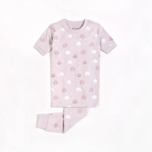 12mos, 18mos, 6yrs, 6x Seashell Print on Lilac Marble Short Sleeved Pajama Set