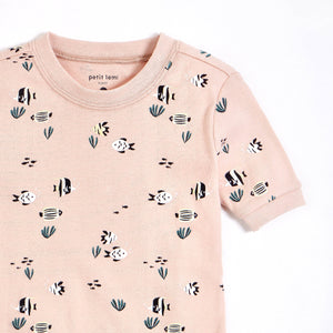 Tropical Fish Print on Barely Pink Short Sleeved Pajama Set