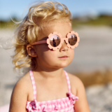 POLARIZED Flower Shaped Peachy Keen with Rose Gold Mirrored Lenses Kids Sunglasses