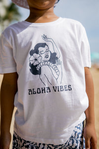 4yrs, 6yrs Aloha Vibes Vintage Tee in White