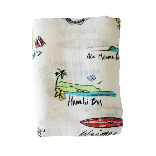 Surf Report Hawaiian Aloha Theme Bamboo Cotton blend Blanket