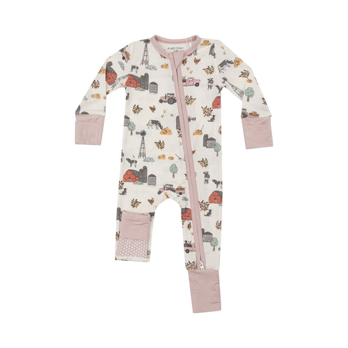 Hay Farmer on Pink Bamboo 2 Way Zipper Romper Coverall