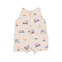 Golf Carts Cuties - Oatmilk Organic Cotton Muslin Sleeveless Shortie Romper