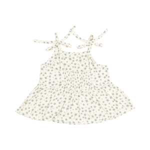 Jadeite Simple Floral Organic Cotton Muslin Peplum Tank and Smocked Waist Pants (2 pc set)