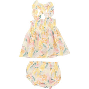 Paris Bouquet Ruffle Strap Smocked Top with Bloomer