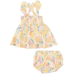 Paris Bouquet Ruffle Strap Smocked Top with Bloomer