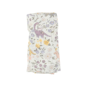 Sweet Floral Dino Organic Cotton Swaddle Blanket