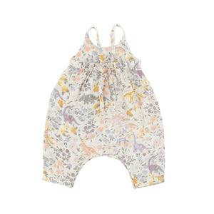 Sweet Floral Dino Organic Cotton Tie Back Romper