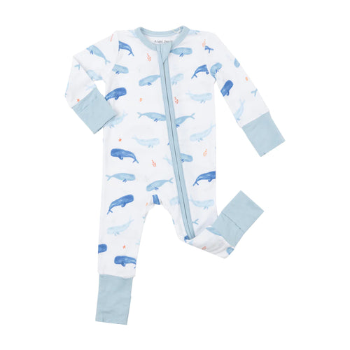 Whale Hello There Bamboo 2 Way Zipper Romper Coverall