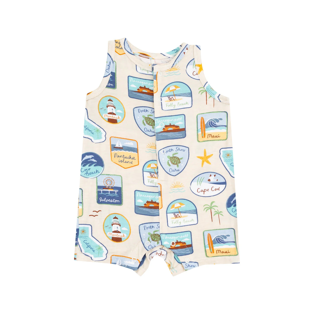 Beach Patches Sleeveless Shortie Romper