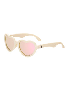 POLARIZED Heart Shaped Sweet Cream with Rose Gold Mirrored Lens Kids Sunglasses