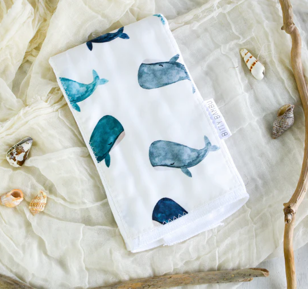 MADE IN HAWAII Burp Cloth - Watercolor Whales