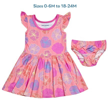 Seaflower Flutter Sleeve Twirl Dress