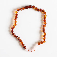 Polished Cognac Baltic Amber + Rose Quartz|| Necklace