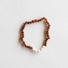 Raw Cognac Baltic Amber + Pearl || Necklace