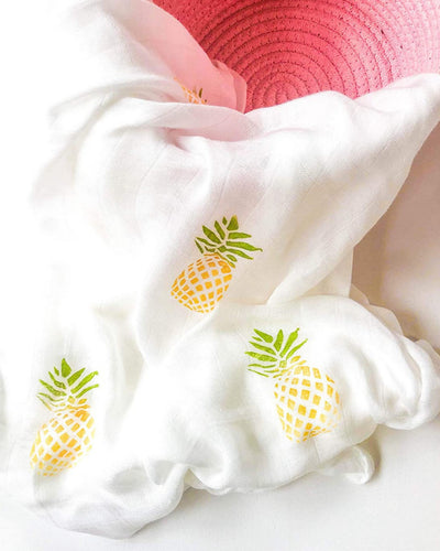 Pineapple Hawaiian Organic Bamboo + Cotton Muslin Blend Blanket 47