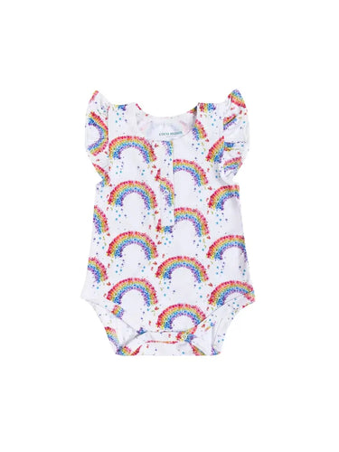 0-6mos Flower Shower Bamboo Flutter Sleeve Onesie