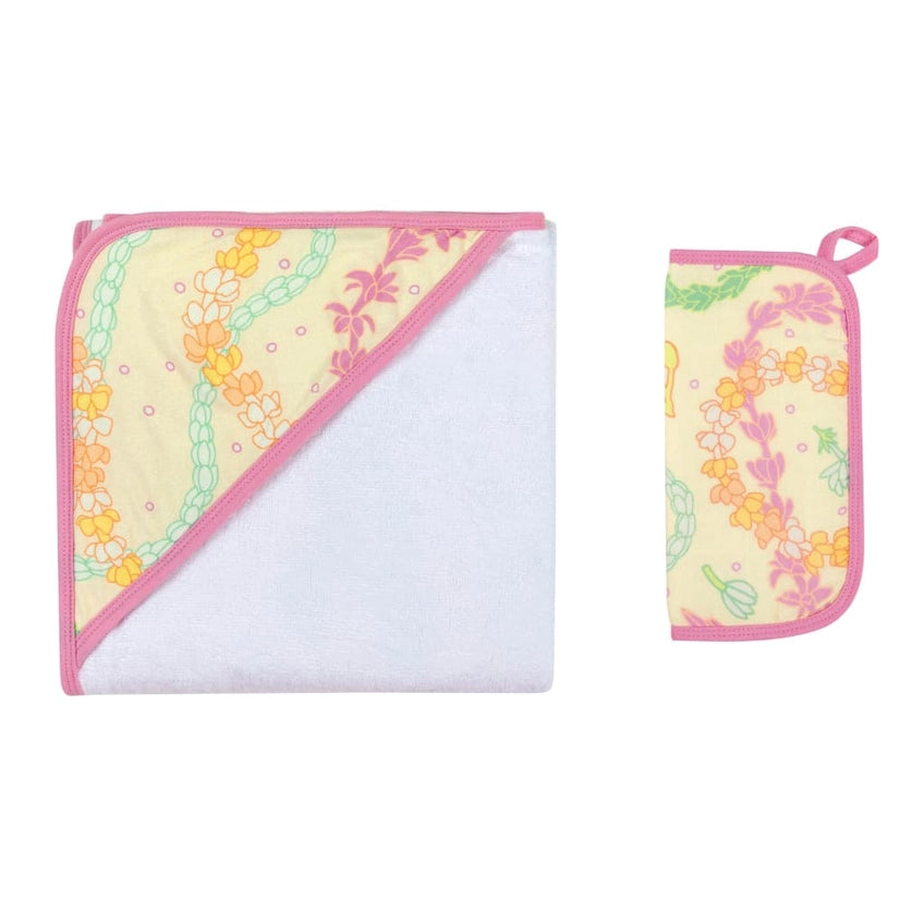 Lei Day in Sand Hooded Towel and Wash Cloth Set
