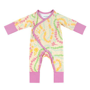 Lei Day in Sand Newborn Kimono Wrap Coverall