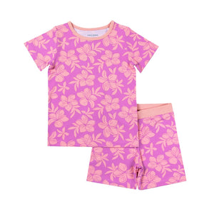 Sunrise Blooms Short Sleeve Kids Bamboo Two-Piece Pajama Set