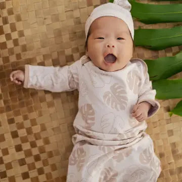 Toasted Monstera Baby Bamboo Layette Gown