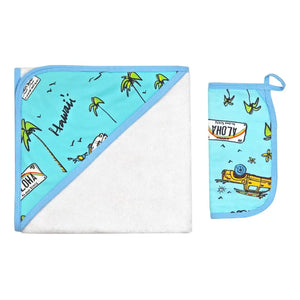 We Go Holoholo Hooded Towel and Wash Cloth Set