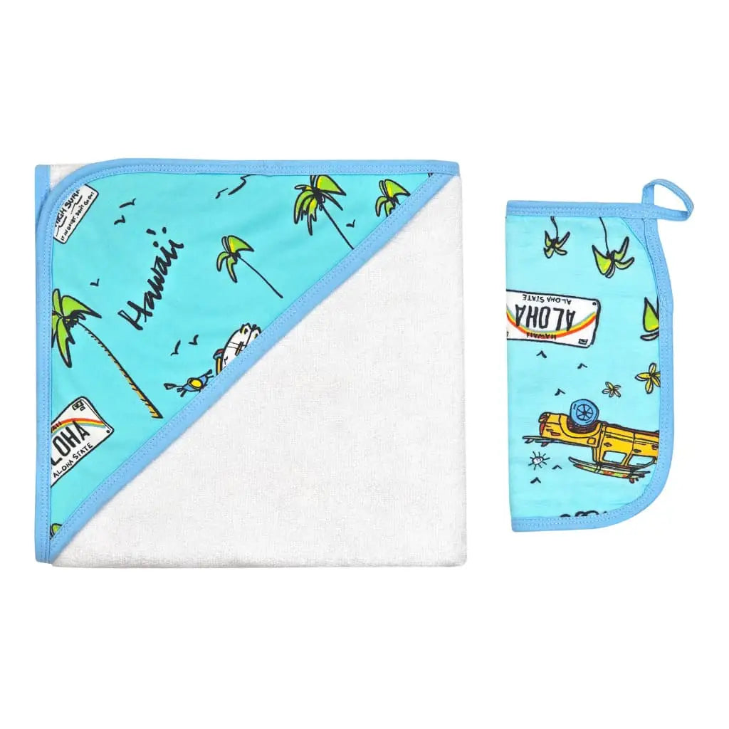 We Go Holoholo Hooded Towel and Wash Cloth Set