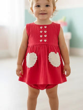 Coral Heart Gathered Valentines Dress