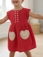 Coral Heart Gathered Valentines Dress