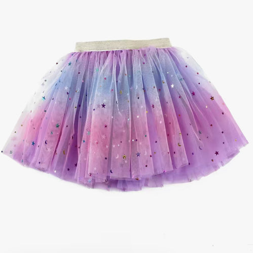 Galaxy Stars and Moon Sequins Rainbow Violet Tutu Skirt