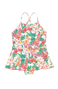 Bella One Piece Swimsuit in Floral on White