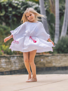 2-4yrs - Sea Breeze Kaftan in White