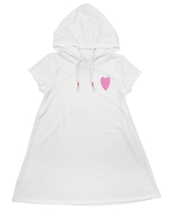 4yrs - Summer Vibes Hooded Beach Cover Up in White