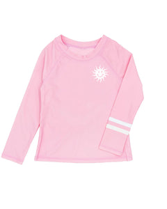 Stay Golden Long Sleeve Rash Guard Top in Fairy Tale Pink