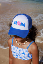 Aloha Hibiscus Trucker Hat in Marina Blue