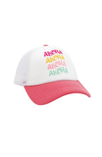 Aloha Rainbow Trucker Hat in Hot Coral/White