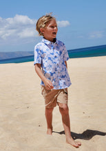 Hibiscus Button Down Shirt in Marina Blue