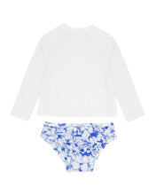 Hibiscus Ruffle Rashguard Swim Set in Marina Blue