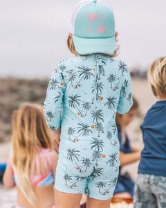 Shorebreak Long Sleeve Baby Surf Suit in Summer Tropics Beach Glass