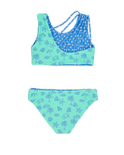 REVERSIBLE 4 Way Summer Sun Bikini in Aqua Crystal Sandy Shores