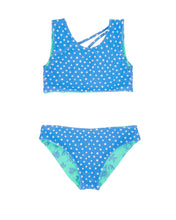 REVERSIBLE 4 Way Summer Sun Bikini in Aqua Crystal Sandy Shores