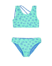 REVERSIBLE 4 Way Summer Sun Bikini in Aqua Crystal Sandy Shores