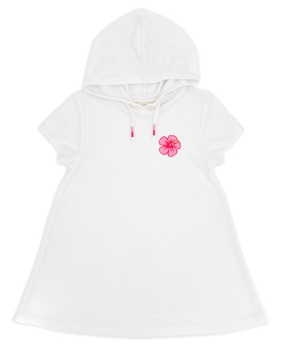 Summer Vibes Hooded Beach Cover Up in White