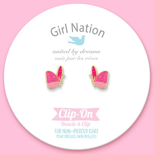 Glitter Butterfly Clip On Earrings