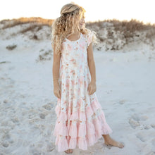 Girls Blush Floral Flutter Sleeve Ruffles Spring Dress